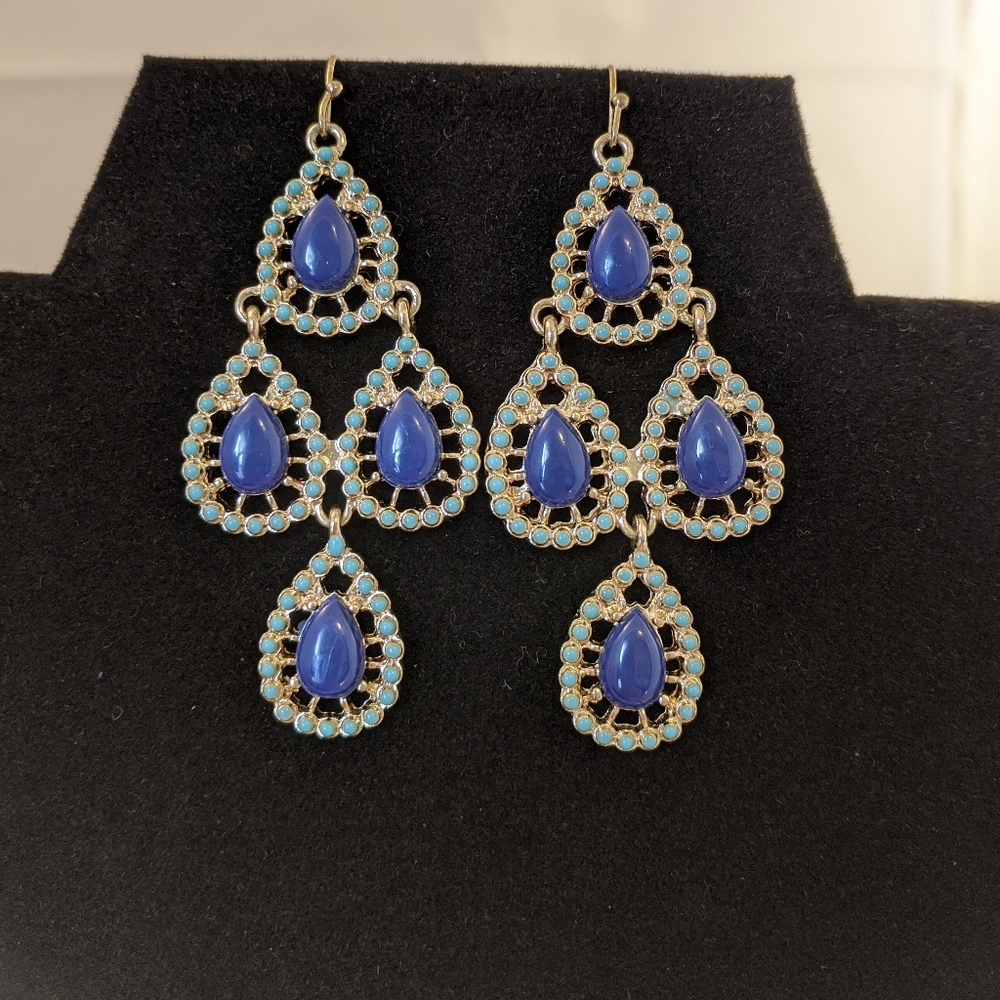 Stella & Dot Turquoise Tear Drop Earrings